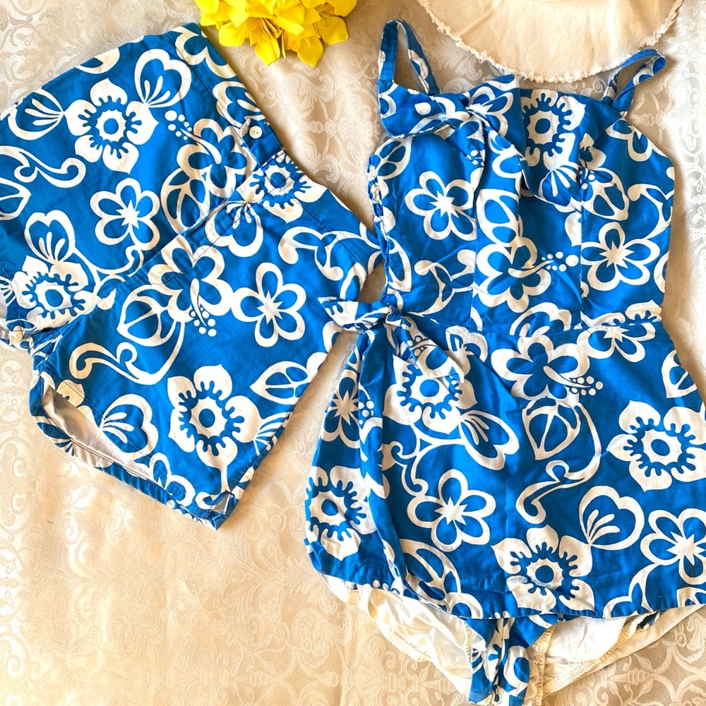 RARE ‘60s VTG SEARS 3pcs Blue Swimsuit Floral Swimming Suit & Shorts Pinup Girl